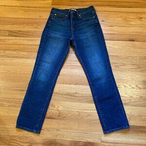 Madewell Sz 26 Cruiser Straight Ankle Jeans 10" High-Rise Stretch Dark Wash
